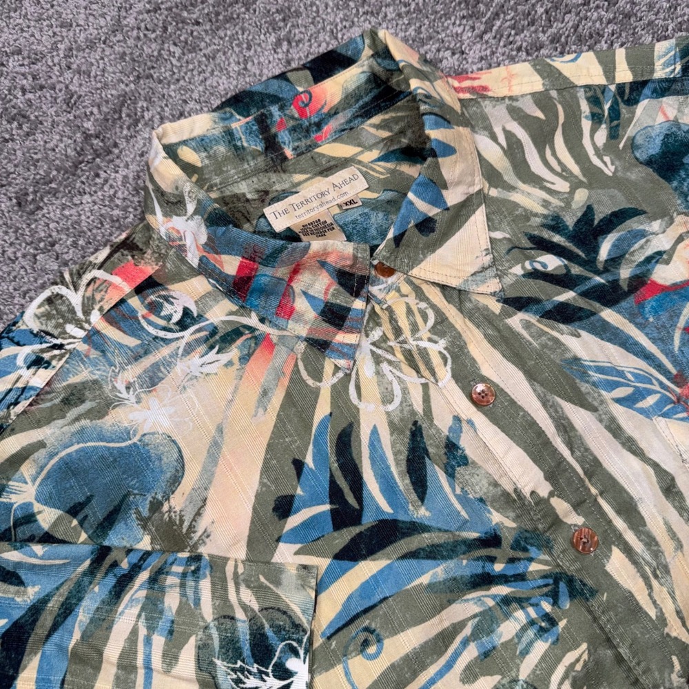 The Territory Ahead Hawaiian Shirt Mens Tropical Floral Print XXL Excellent
